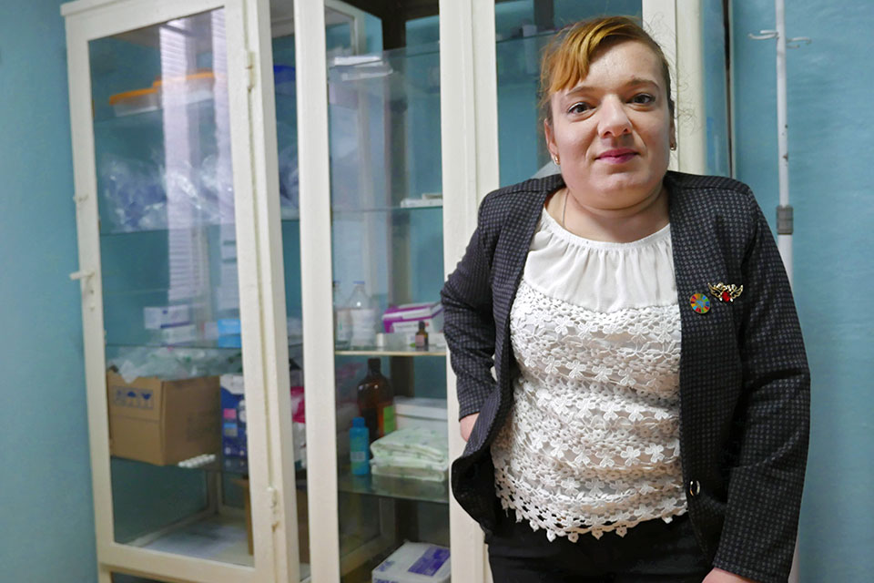 Elena Crasmari, who stands in her village’s medical centre, ran for local councillor as an independent candidate. Photo: UN Women/Tara Milutis