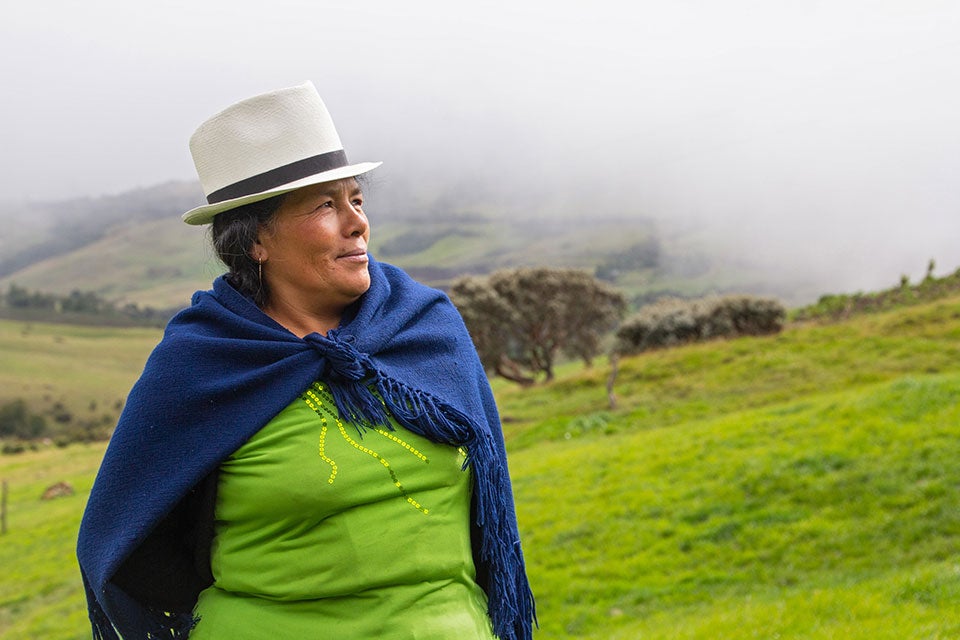 Zoila Dolores Piedra Guamán is a farmer and homemaker from Puculay, in the Azuay province. Photo: UN Women/Jerónimo Villarreal