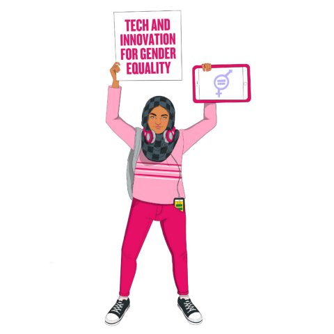 illustrated Generation Equality tech hero