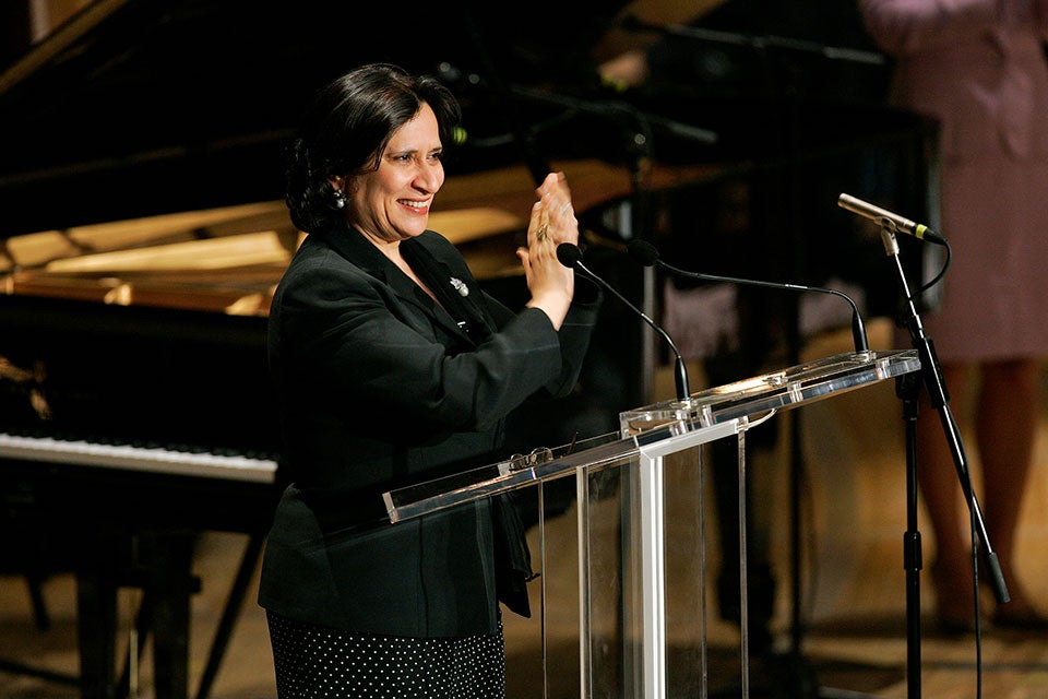 resident of the General Assembly, Sheikha Haya Rashed Al Khalifa at a concert in the general assembly hall, in May 2007. Photo: UN Photo/Ryan Brown