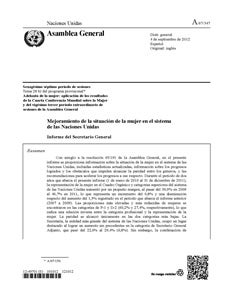 Mejoramiento de la situación de la mujer en el sistema de las Naciones Unidas: Informe del Secretario General (2012)