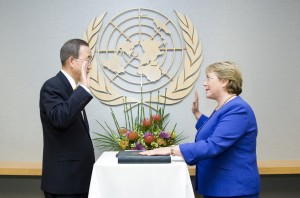 UN Secretary-General Ban Ki-moon Swears in Michelle Bachelet as Head of UN Women
