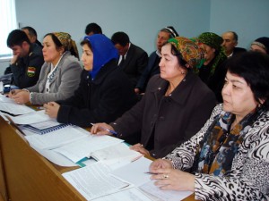 Women's Watch Groups, such as this one in Sughd Oblast, Tajikistan, bring together women leaders in rural communities to advocate for their needs.