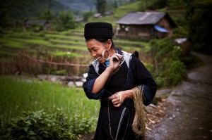 A Hmong hill tribe woman at work in Sin Chai, Viet Nam.