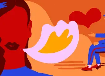 an illustration showing a woman survivor sharing her story of abust. 