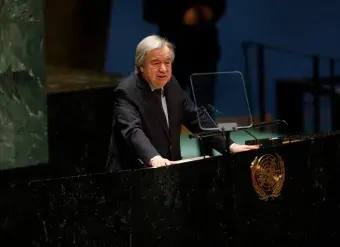 United Nations Secretary-General António Guterres highlighted technology’s role in the current global pushback on gender equality and highlighted his commitment to advancing women's safety and inclusion in digital spaces. Photo: UN Women/Ryan Brown