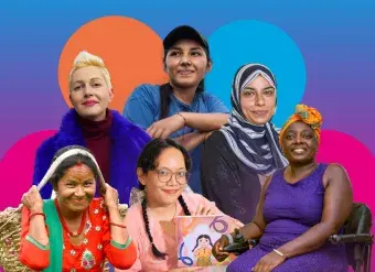 CSW69 Hero banner featuring several women from around the world