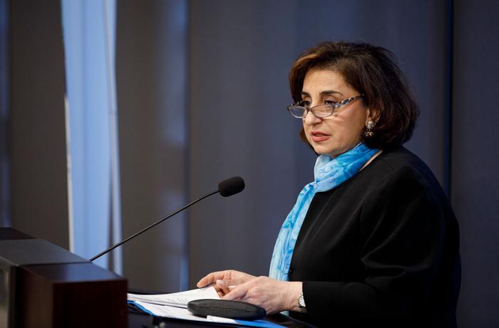 UN Women Executive Director Sima Bahous delivers remarks at the GA77 side event “A year of action: Building more equal and inclusive digital societies through multi-stakeholder partnerships” on 21 September 2022. Photo: UN Women/Ryan Brown
