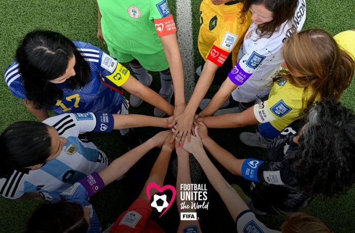 Football Unites the World – Footballers wearing the Women’s World Cup 2023 captain’s armbands.