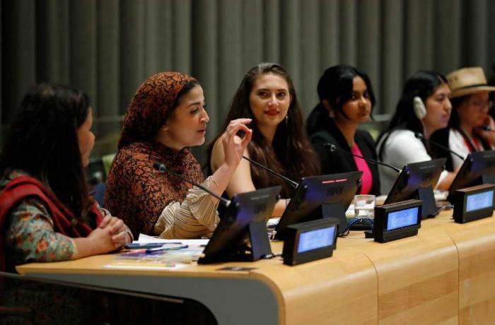 Youth leaders speak at the UN Women Generation Equality Midpoint Momento event