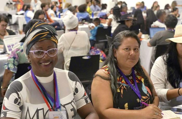 Colombian women attend a programme related to UN Security Council resolution 1325, calling for women to play a central role in peacebuilding.