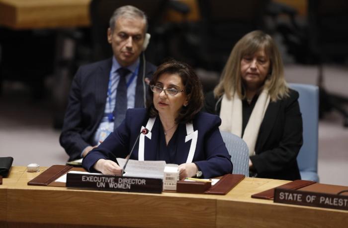 UN Under-Secretary-General and UN Women Executive Director Sima Bahous briefs the UN Security Council on “The situation in the Middle East, including the Palestinian question”, on 22 November 2023 at UN headquarters.