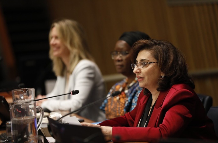 UN Women Executive Director Sima Bahous delivers closing remarks to the 68th session of the Commission on the Status of Women, UN headquarters, 27 March 2024. Photo: UN Women/Ryan Brown.