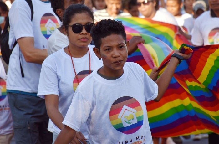 Participants are seen at a Pride march in Timor-Leste on 29 June, 2017. 