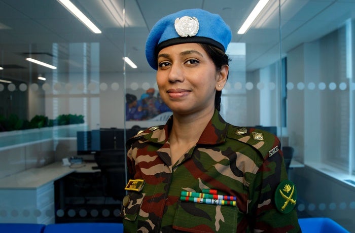 Portrait of Peacekeeper Rubana Mithila of Bangladesh, taken at UN Women headquarters on 14 May 2024. 
