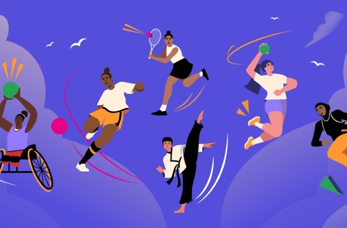 Illustration of diverse female athletes