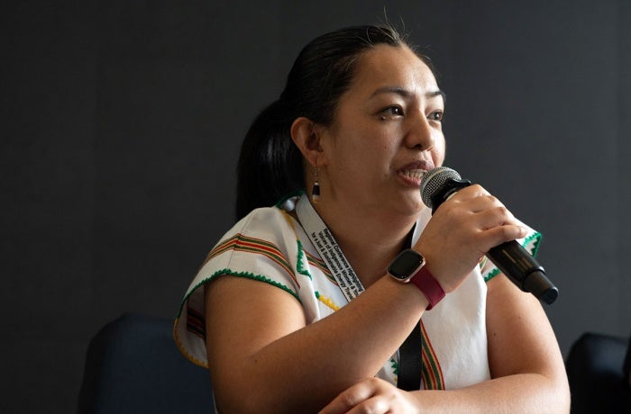 Robie Halip at the “Regional Conference Highlighting the Voices of Indigenous Women and Youth for a Just and Sustainable Energy Transition” co-organized by UN Women in Bangkok, Thailand in September 2024.  Photo Courtesy of the Right Energy Partnership with Indigenous Peoples