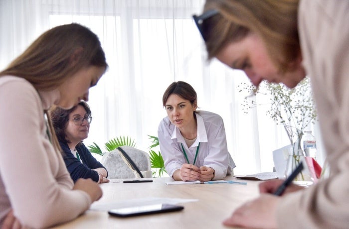Anastasiia Pyrohova, psychologist and the coordinator of the Women’s New Horizons project, run by the local group Women’s Perspectives, works in Sambir, Ukraine. Photo courtesy of Women’s Perspectives.