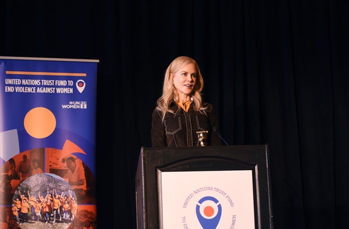 UN Women Goodwill Ambassador Nicole Kidman speaks at the UN Trust Fund Gala. Photo: UN Women/Kyle Espeleta