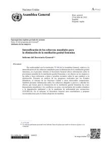 Intensificación de los esfuerzos mundiales para la eliminación de la mutilación genital femenina: Informe del Secretario General (2022)