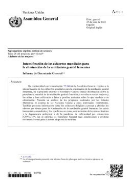 Intensificación de los esfuerzos mundiales para la eliminación de la mutilación genital femenina: Informe del Secretario General (2022)