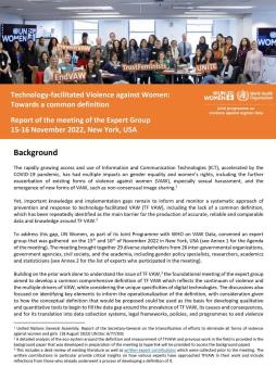 Expert Group Meeting report: Technology-facilitated violence against women: Towards a common definition
