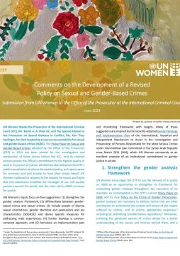 Comments on the development of a revised policy on sexual and gender-based crimes: Submission from UN Women to the Office of the Prosecutor at the International Criminal Court