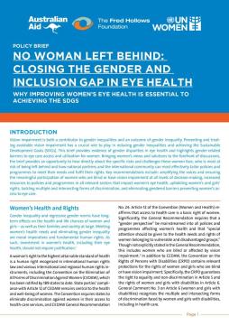 No woman left behind: Closing the gender and inclusion gap in eye health: Why improving women’s eye health is essential to achieving the SDGs