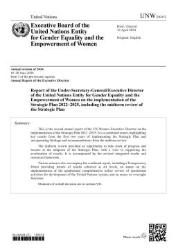 Report of the Under-Secretary-General/Executive Director of the United Nations Entity for Gender Equality and the Empowerment of Women on the implementation of the Strategic Plan 2022–2025, including the midterm review of the Strategic Plan (UNW/2024/2)