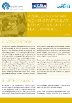 Addressing Hatian women’s particular needs through their leadership role