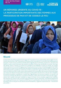 Une réponse urgente au COVID-19 : La participation importante des femmes aux processus de paix et de cessez-le-feu