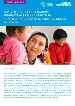 COVID-19 and the care economy: Immediate action and structural transformation for a gender-responsive recovery