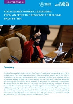 COVID-19 and women’s leadership: From an effective response to building back better