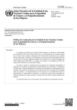 Política de evaluación de la Entidad de las Naciones Unidas para la Igualdad de Género y el Empoderamiento de la Mujer (2020)