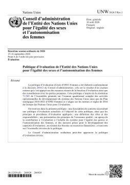 Politique d’évaluation de l’Entité des Nations Unies pour l’égalité des genres et l’autonomisation des femmes (2020)