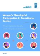 Women’s meaningful participation in transitional justice: Advancing gender equality and building sustainable peace