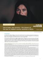 Gender alert no. 3: Out of jobs, into poverty – The impact of the ban on Afghan women working in NGOs