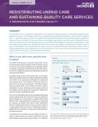 Redistributing unpaid care and sustaining quality care services (UN Women Policy Brief no. 5)