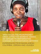 ‘Who holds the microphone?’ Crisis-affected women’s voices on gender-transformative changes in humanitarian settings: Experiences from Bangladesh, Colombia, Jordan and Uganda