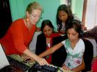 Bianca Miglioretto explaining studio operation to Nepalese women community radio broadcasters during a training session in Chitwan, 2011. Photo credit: Sarina/Community Radio Vijaya FM101.6