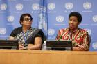 Radhika Coomaraswamy, independent lead author of the new report Preventing Conflict, Transforming Justice, Securing the Peace with UN Women Executive Director Phumzile Mlambo-Ngcuka