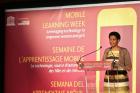 UN Women Executive Director Phumzile Mlambo-Ngcuka addresses the opening ceremony of the Mobile Learning Week symposium, held at UNESCO headquarters on 24 February 2015.  UN Women and UNESCO co-host Mobile Learning Week 2015 from 23-27 February in Paris, 