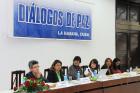 Representatives of women's organizations and networks that were part of the first delegation of gender experts at the talks in Havana present their proposals for building a peace deal with the Government of Colombia and FARC-EP negotiators in December 201