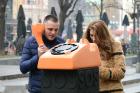 The orange SOS phone in the centre Belgrade. Photo: Mondo News Portal/Goran Sivacki
