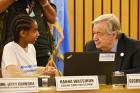Hanna Wassihun and UN Secretary-General António Guterres disscuss the African Girls Can Code. Photo: UN Women/Kennedy Okoth