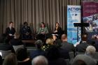 Pictured from Right to left:  Chrystia Freeland, Minister of Foreign Affairs of Canada leads a panel discussion with Jennifer Topping, Executive Director of the Multi-Partner Trust Fund Office; Wing Commander Theodora Adjoa Agornyo, peacekeeper from Ghana