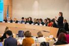 Speakers and panellists during the Human Rights Council High Level Panel on the Beijing Declaration and Platform for Action: Chen Xu, Ambassador and Permanent Representative of China to the United Nations Office at Geneva; Trine Rask Thygesen, Secretary o